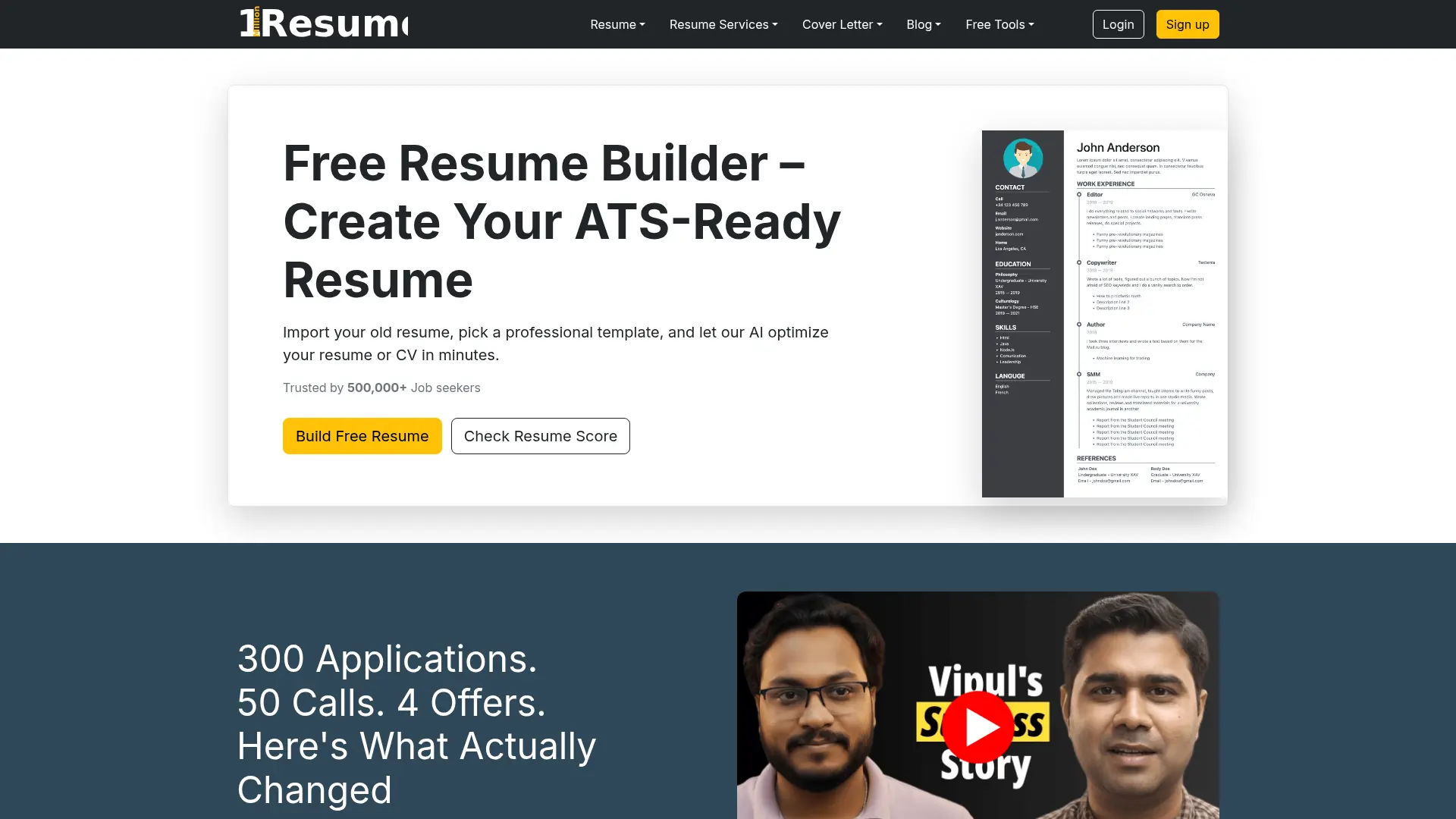 1MillionResume screenshot