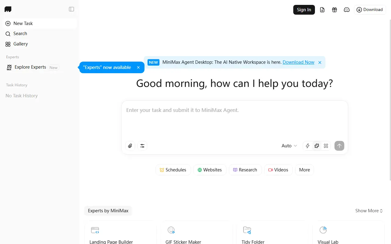MiniMax Agent screenshot