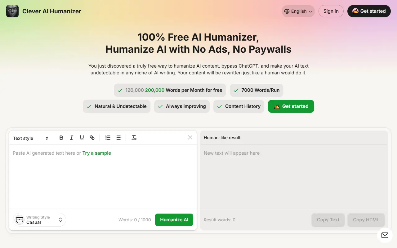 Clever AI Humanizer screenshot