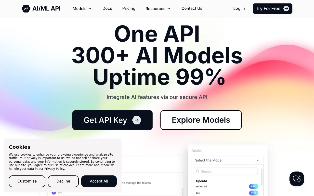 AI/ML API screenshot
