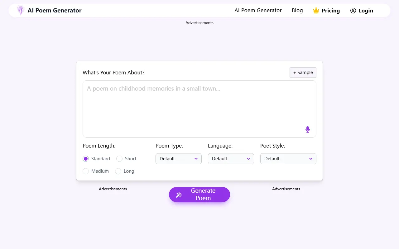 AI Poem Generator screenshot