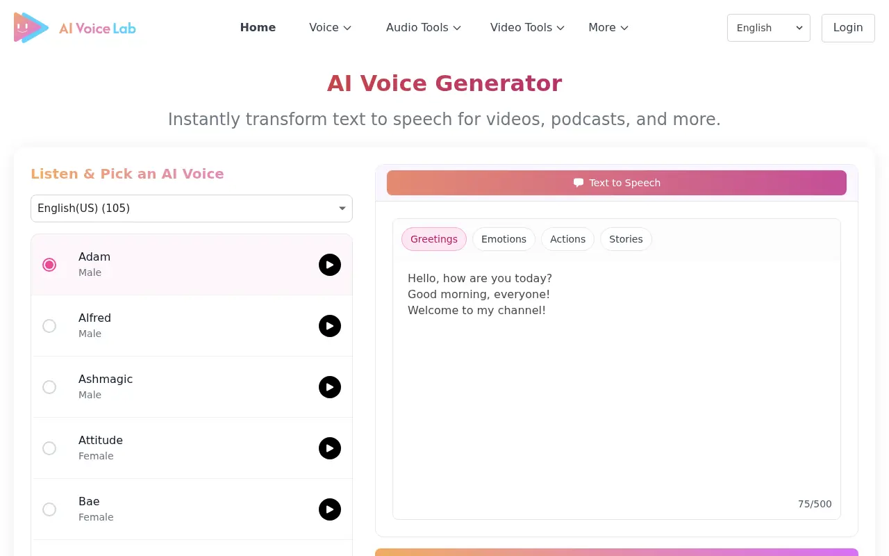 AI Voice Lab screenshot