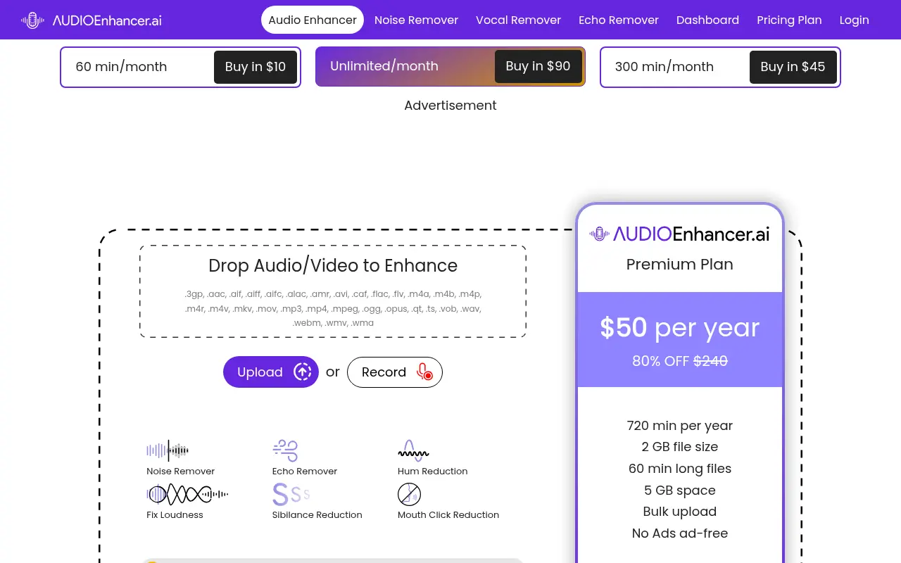 AudioEnhancer.ai screenshot