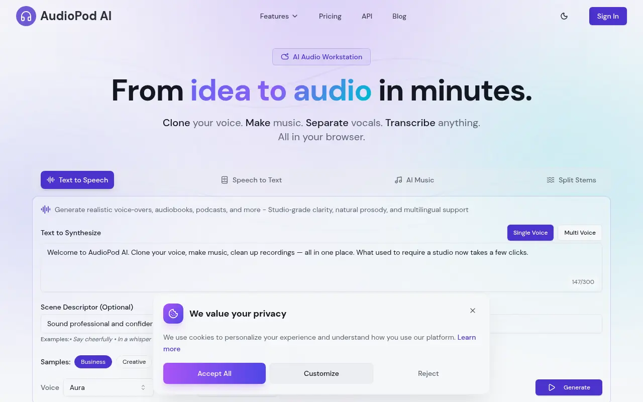 AudioPod AI screenshot