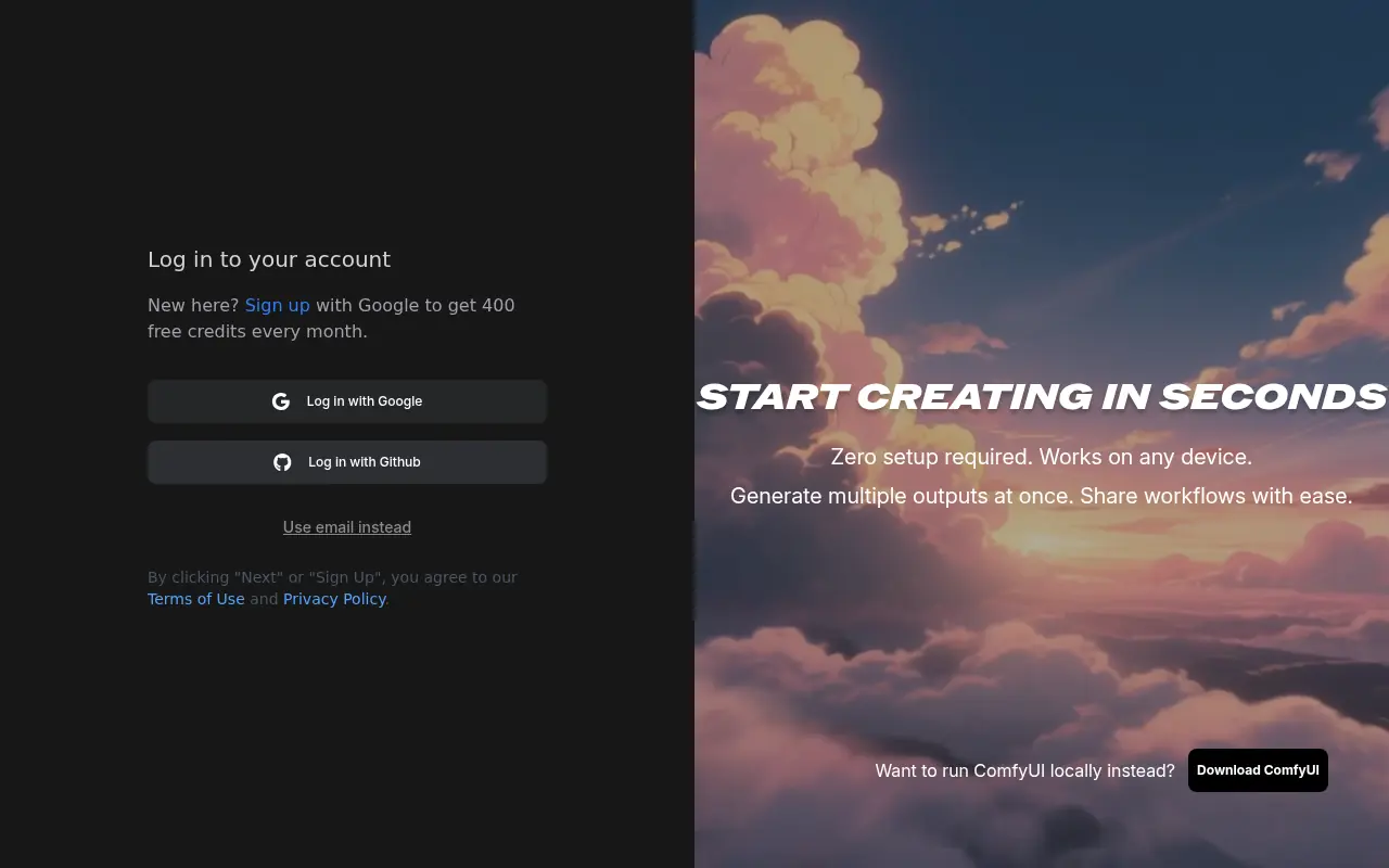 Comfy Cloud screenshot