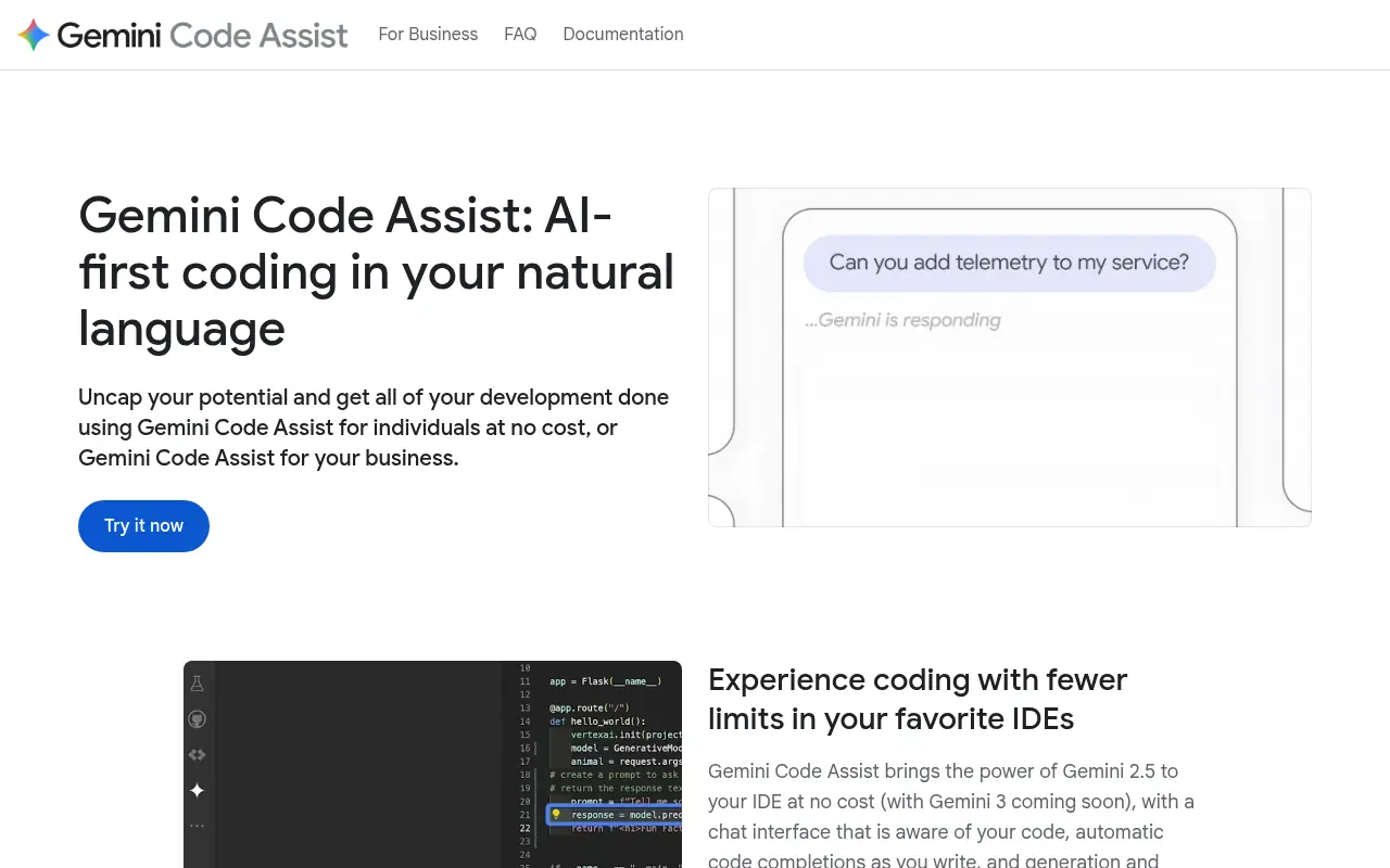 Gemini Code Assist screenshot