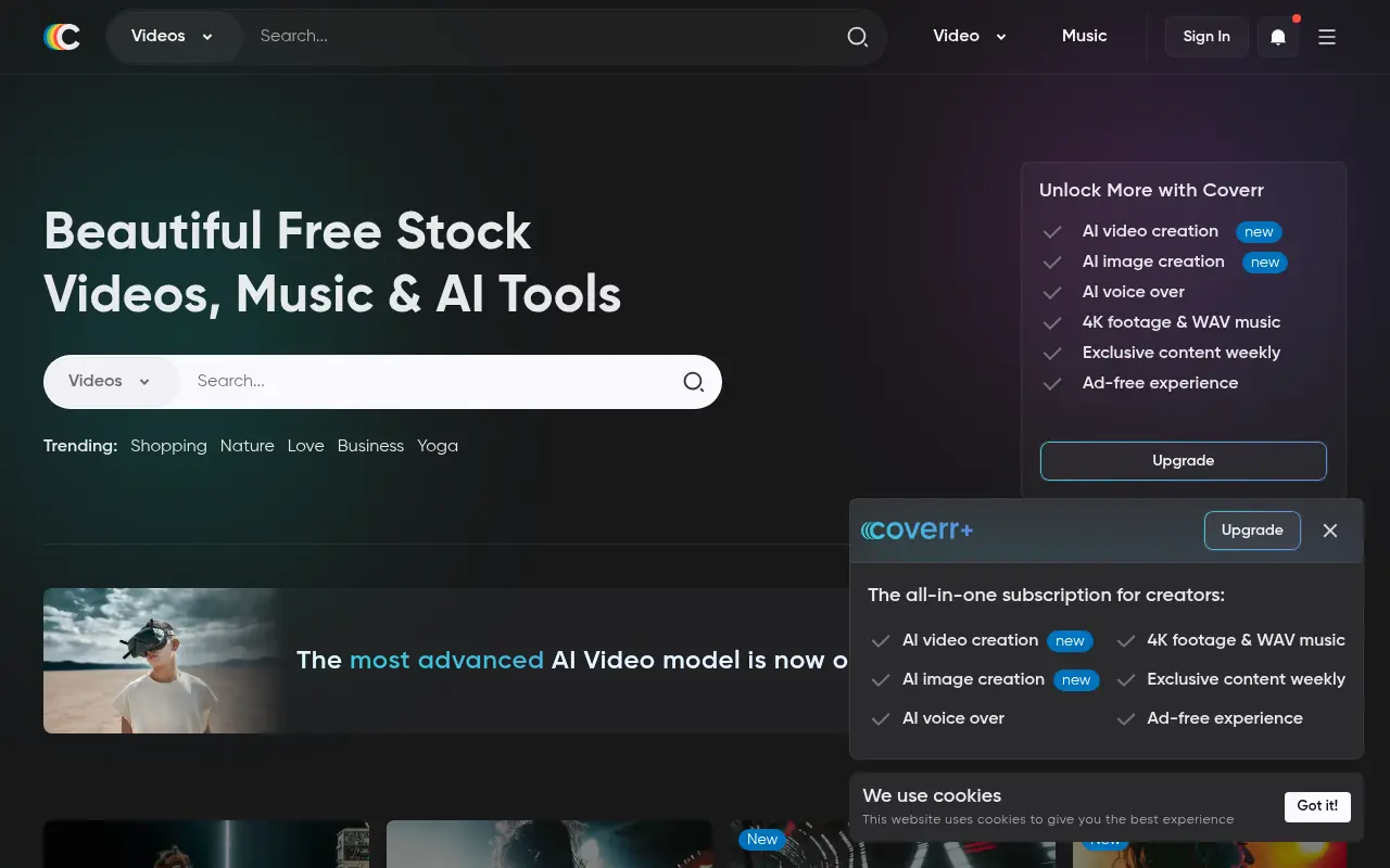 Coverr screenshot