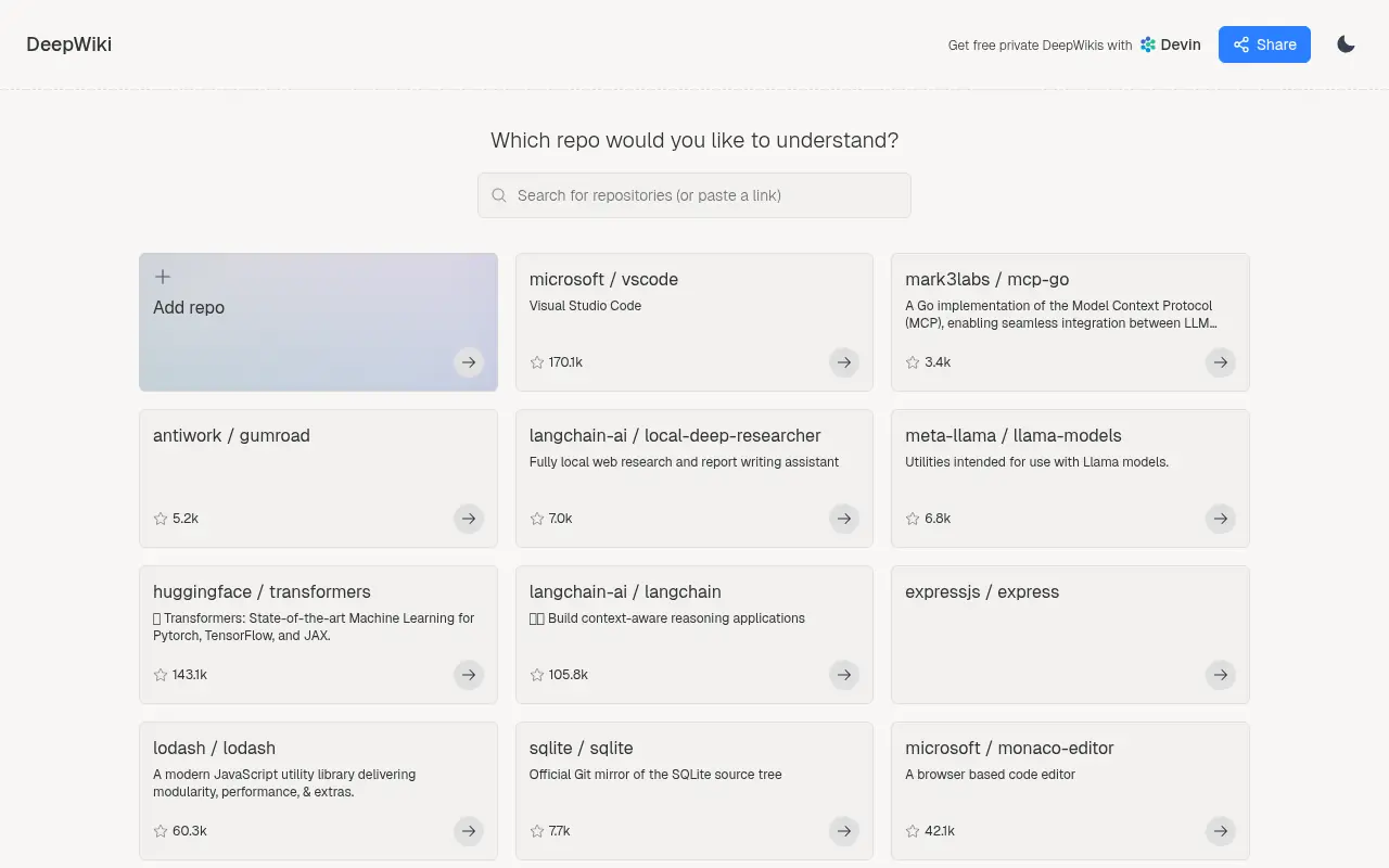 DeepWiki screenshot