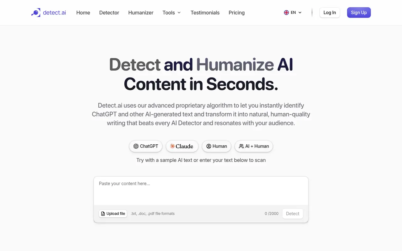 Detect AI screenshot