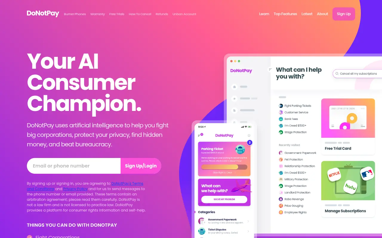 DoNotPay screenshot
