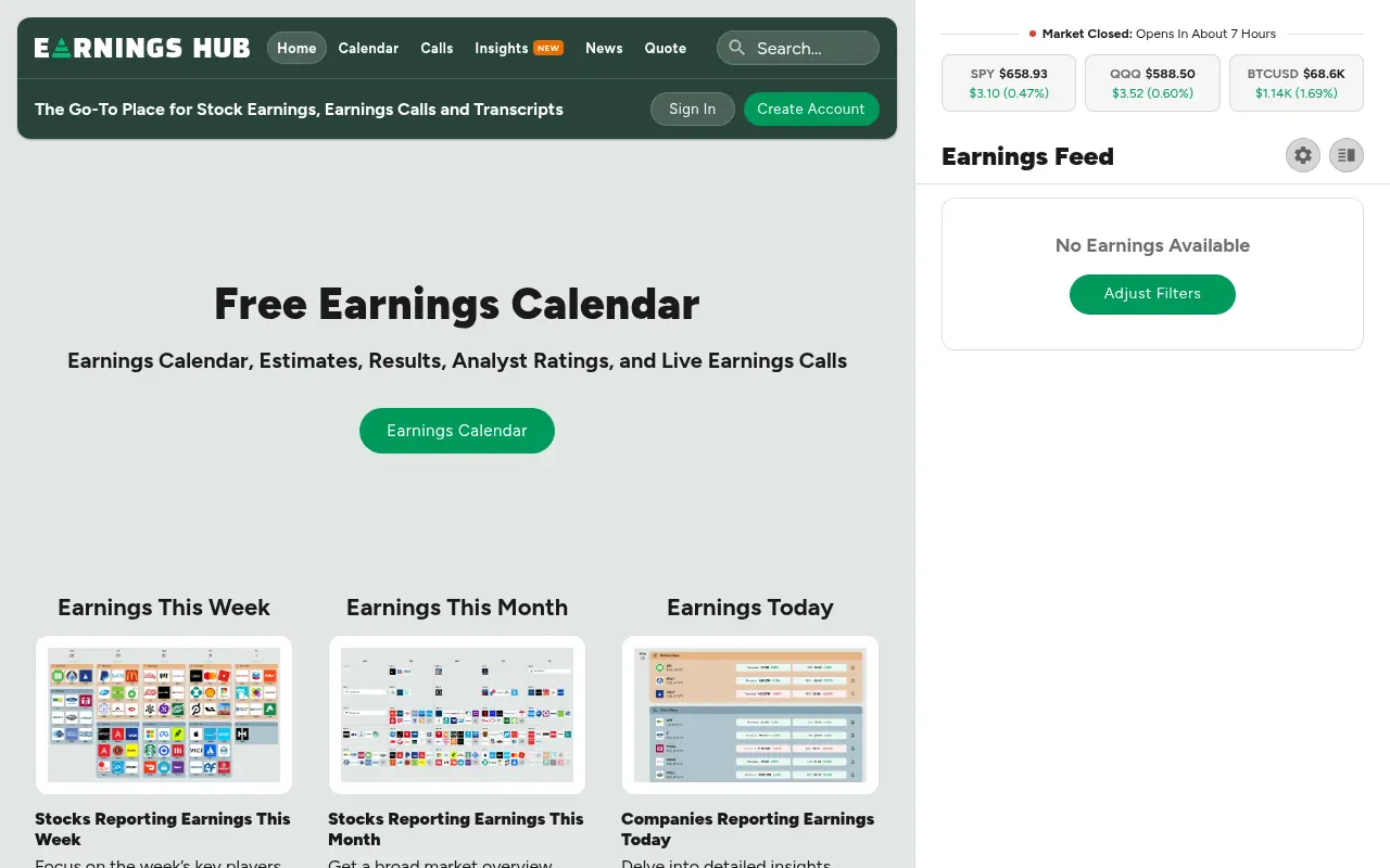 EarningsHub screenshot