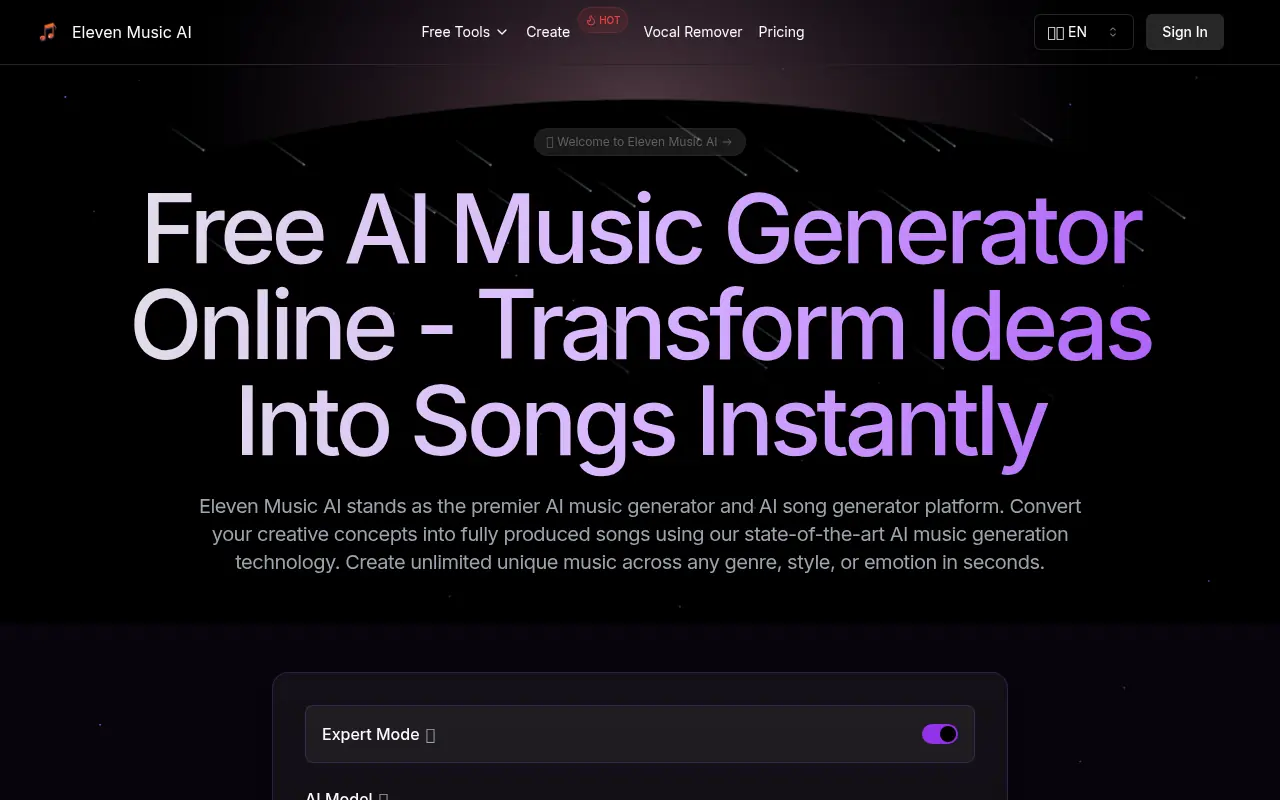 Eleven Music AI screenshot