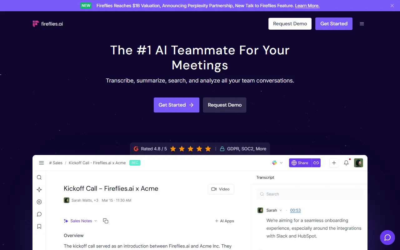 Fireflies.ai screenshot