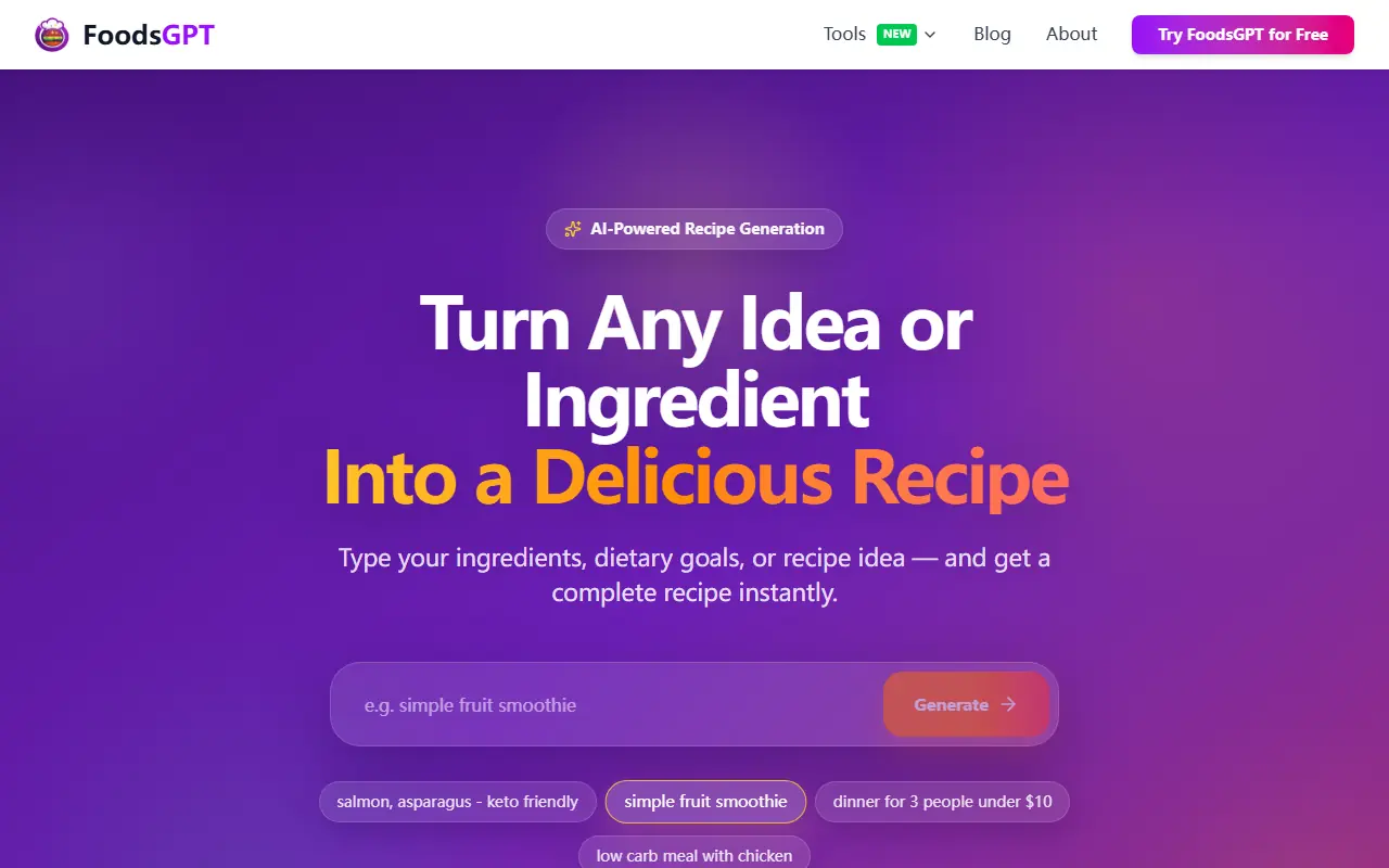FoodsGPT screenshot