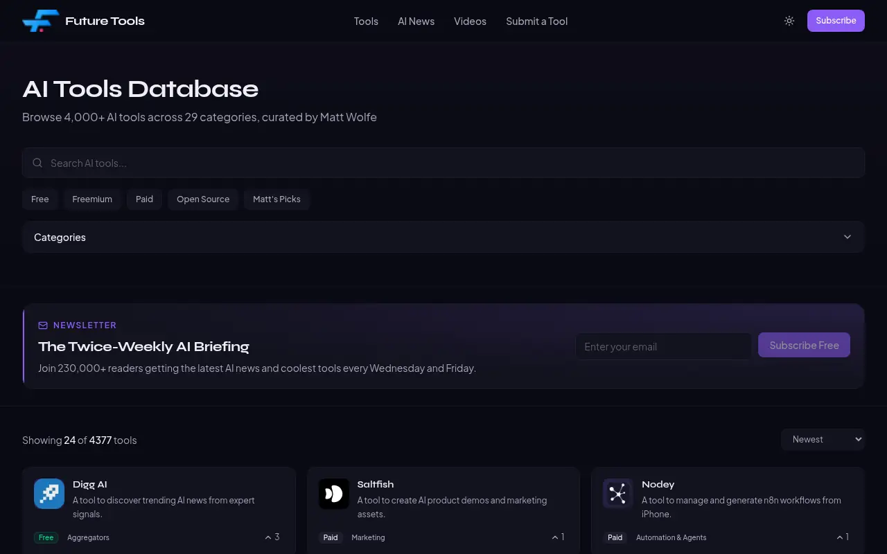 FutureTools screenshot