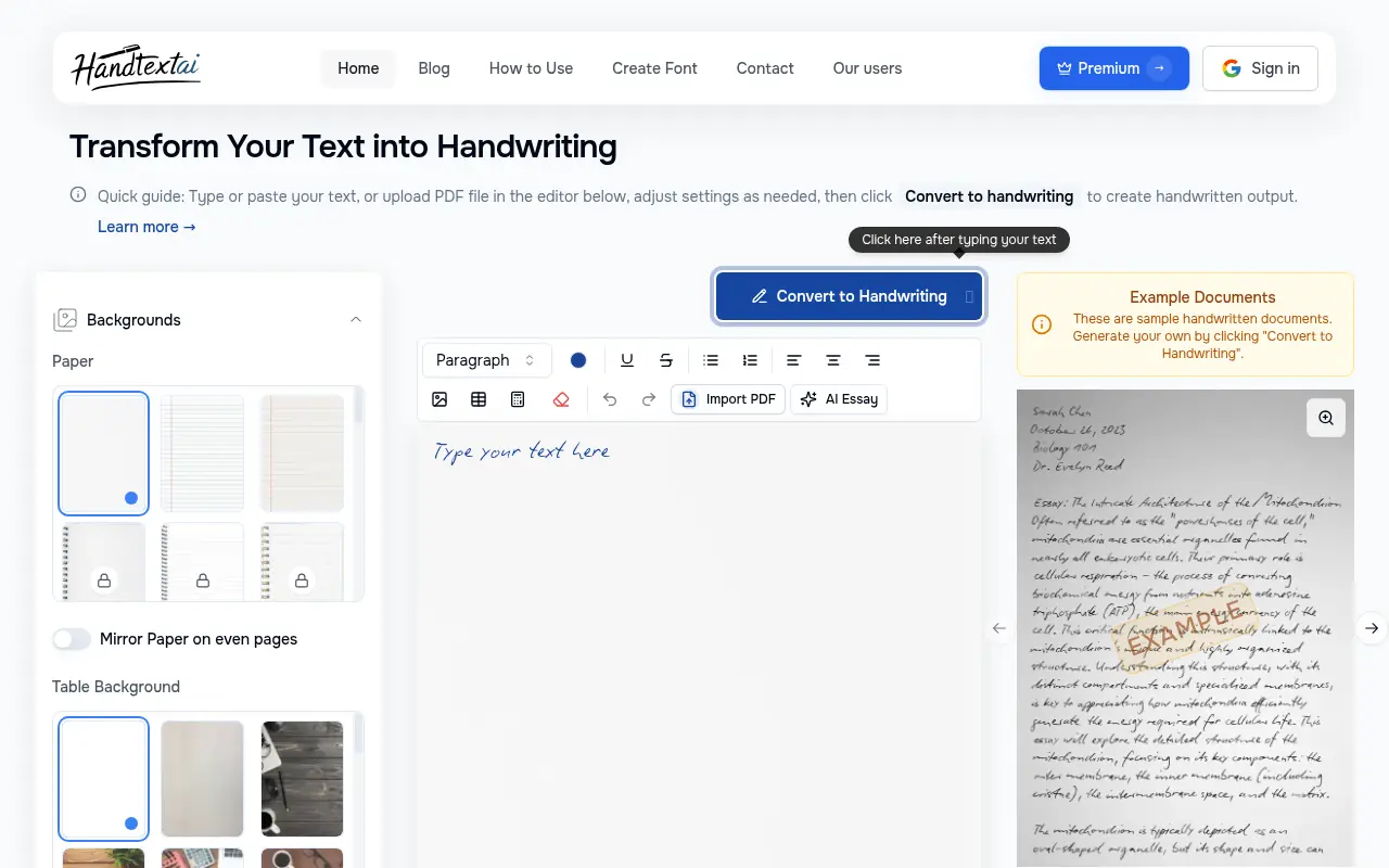 HandtextAI screenshot