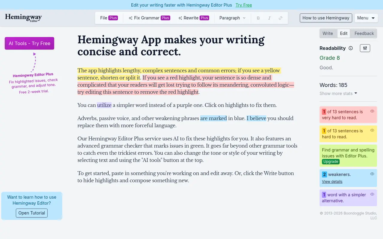 Hemingway App screenshot