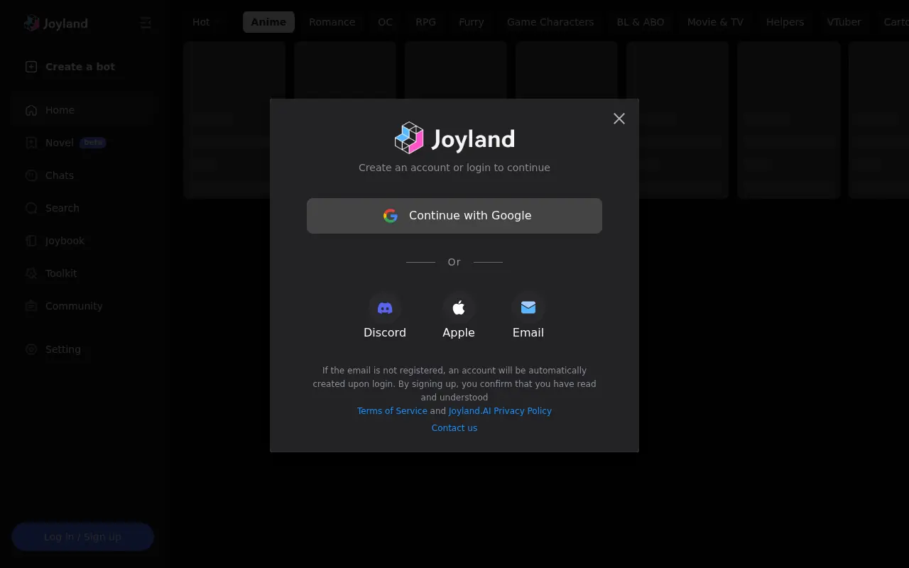Joyland AI screenshot