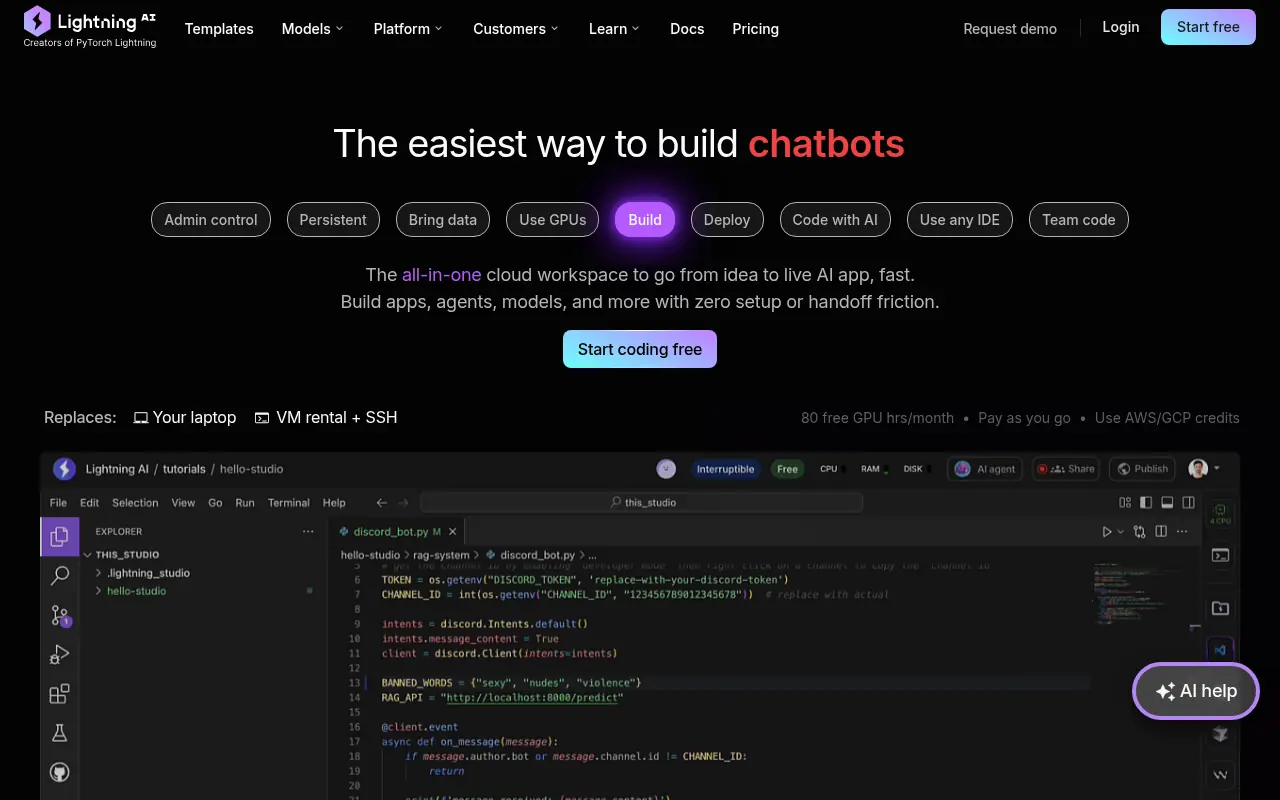Lightning AI screenshot