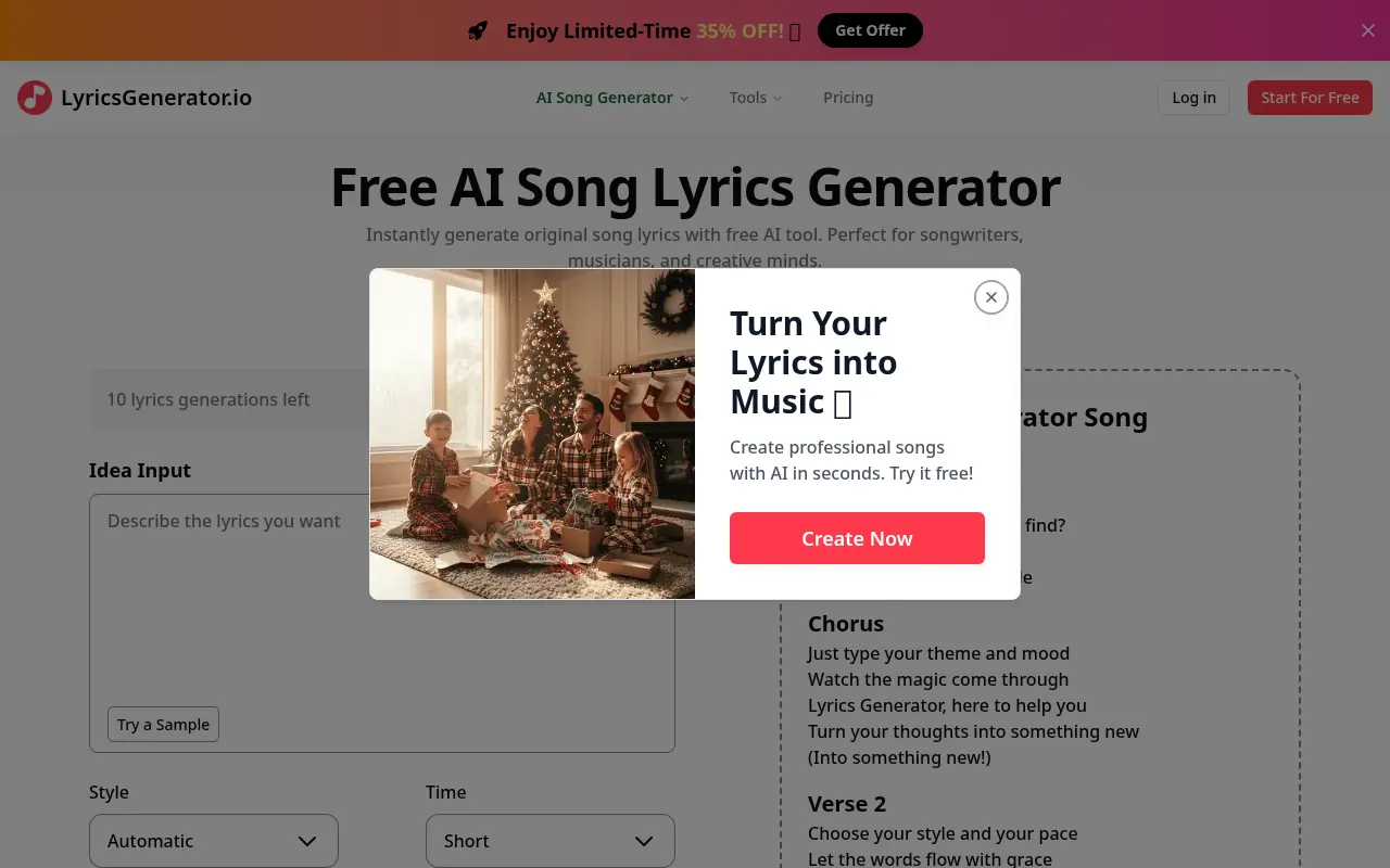 LyricsGenerator.io screenshot