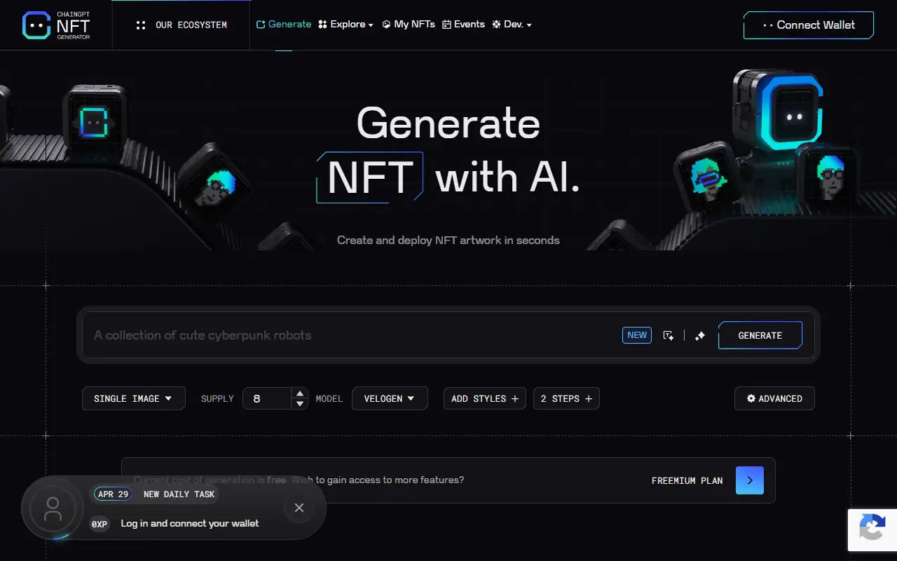 ChainGPT AI NFT Generator screenshot