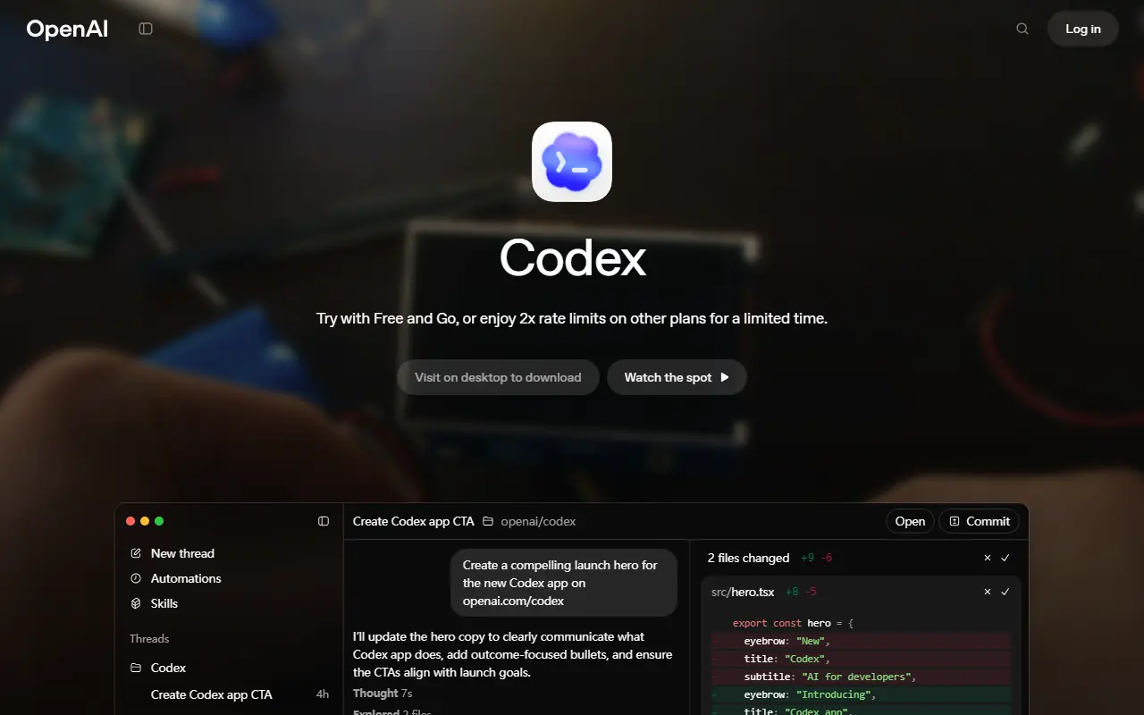 OpenAI Codex screenshot