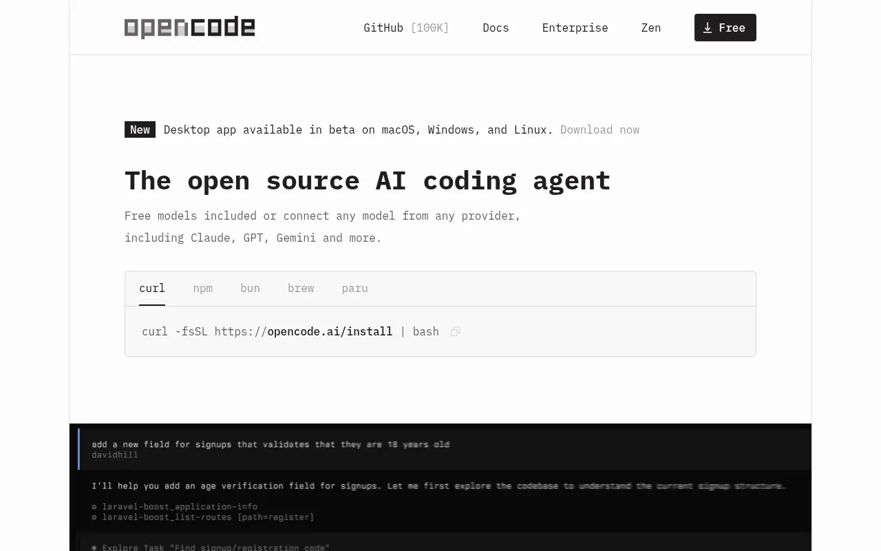 OpenCode screenshot