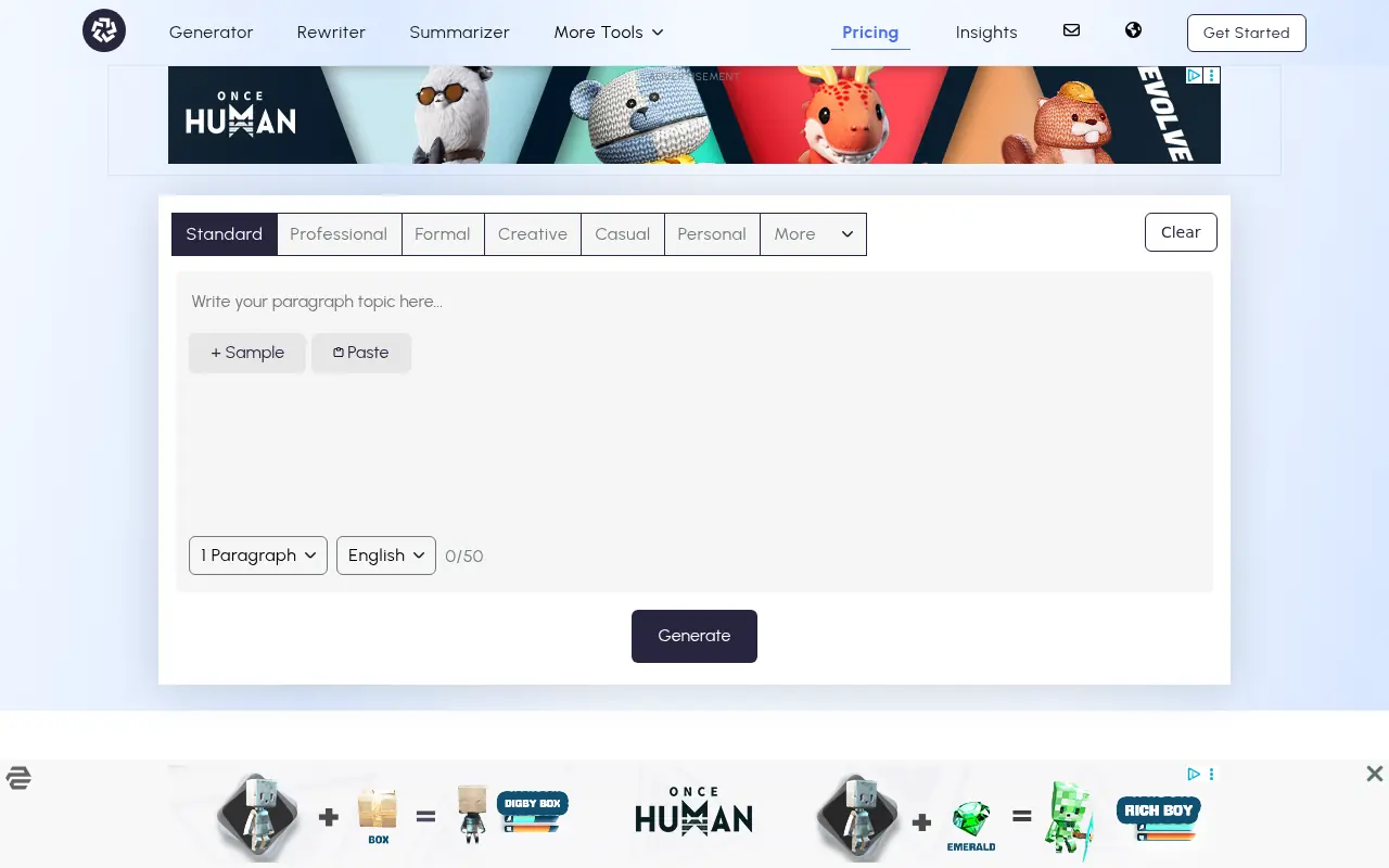 AI Paragraph Generator screenshot