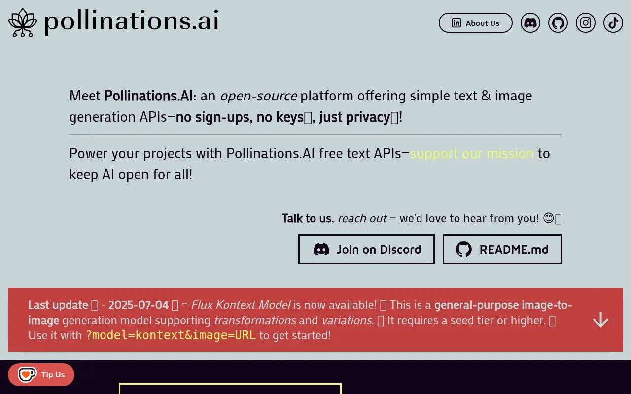 Pollinations.AI screenshot