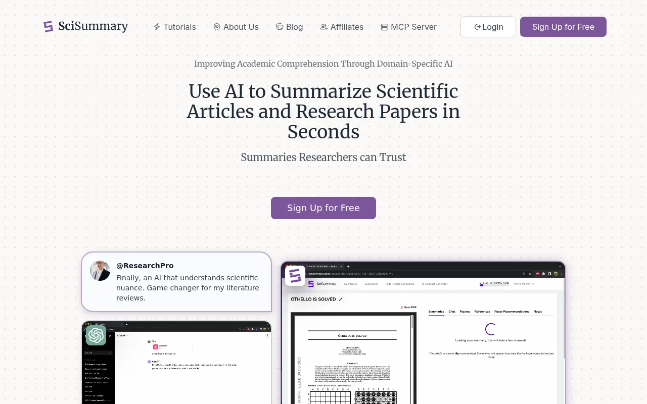 SciSummary screenshot