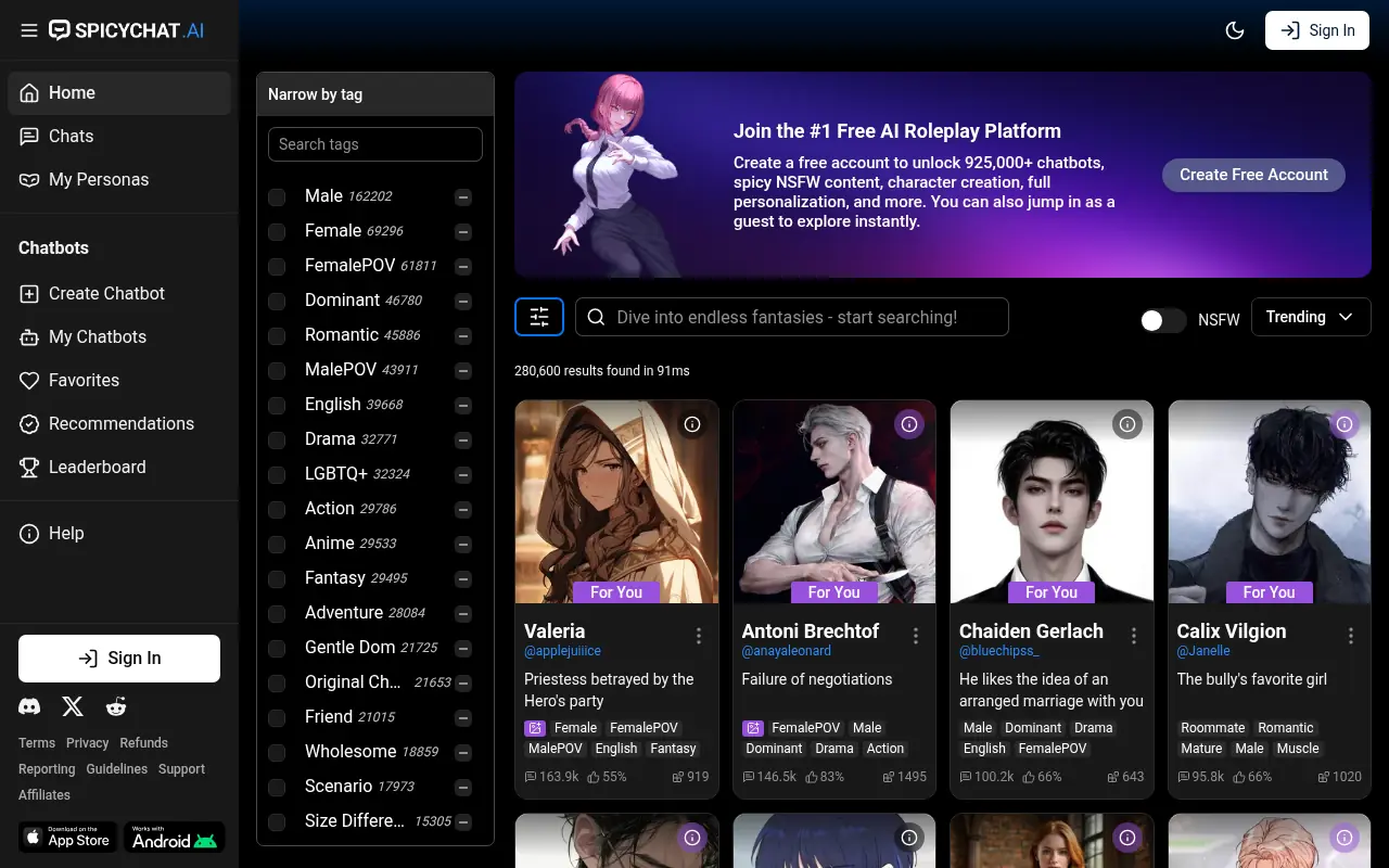 SpicyChat screenshot