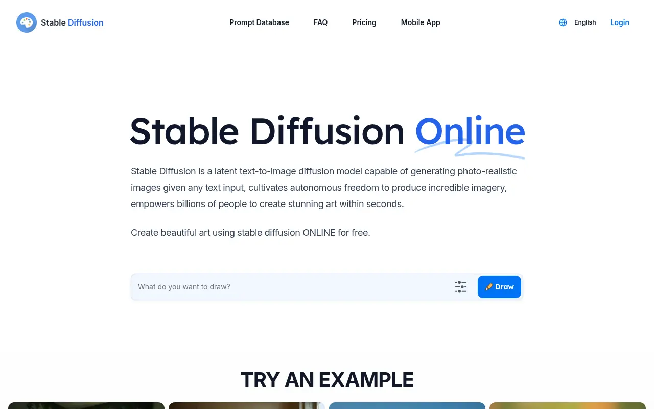 Stable Diffusion Online screenshot