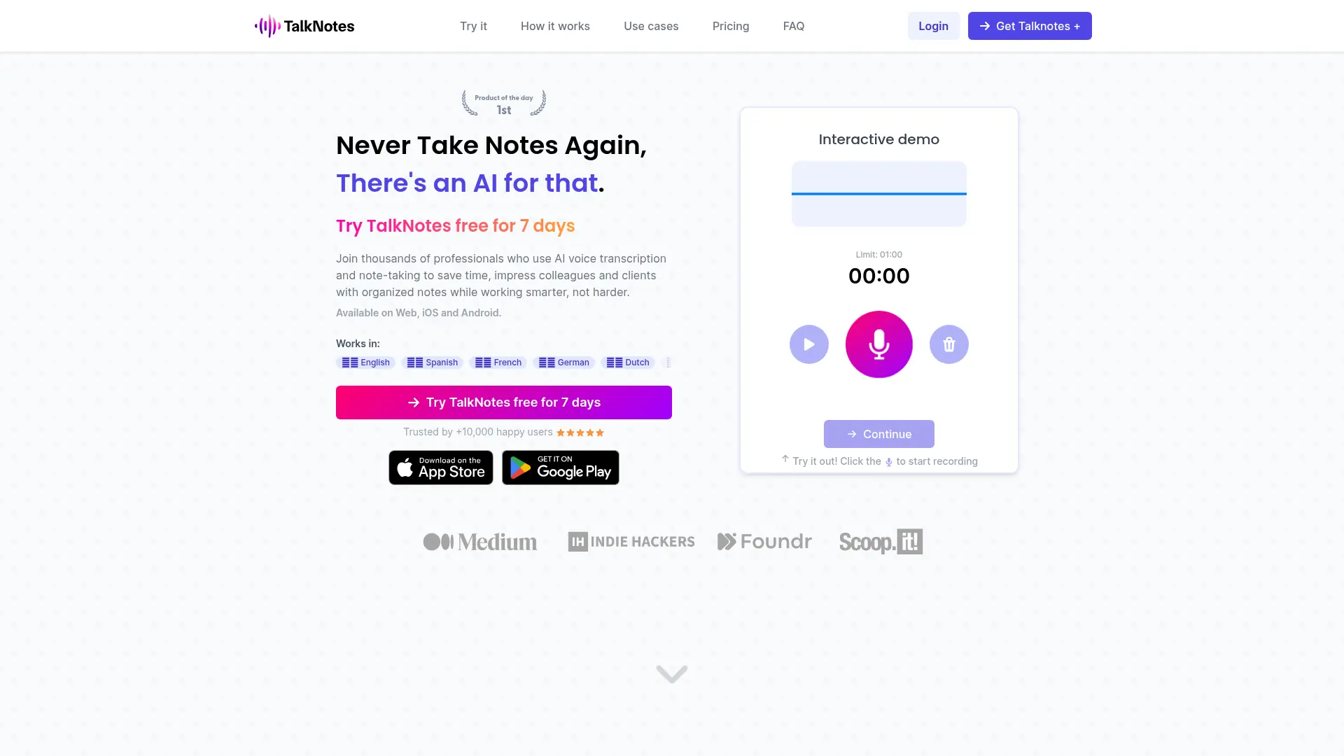 TalkNotes screenshot