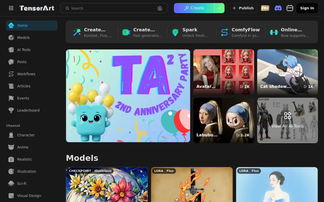 Tensor.Art screenshot