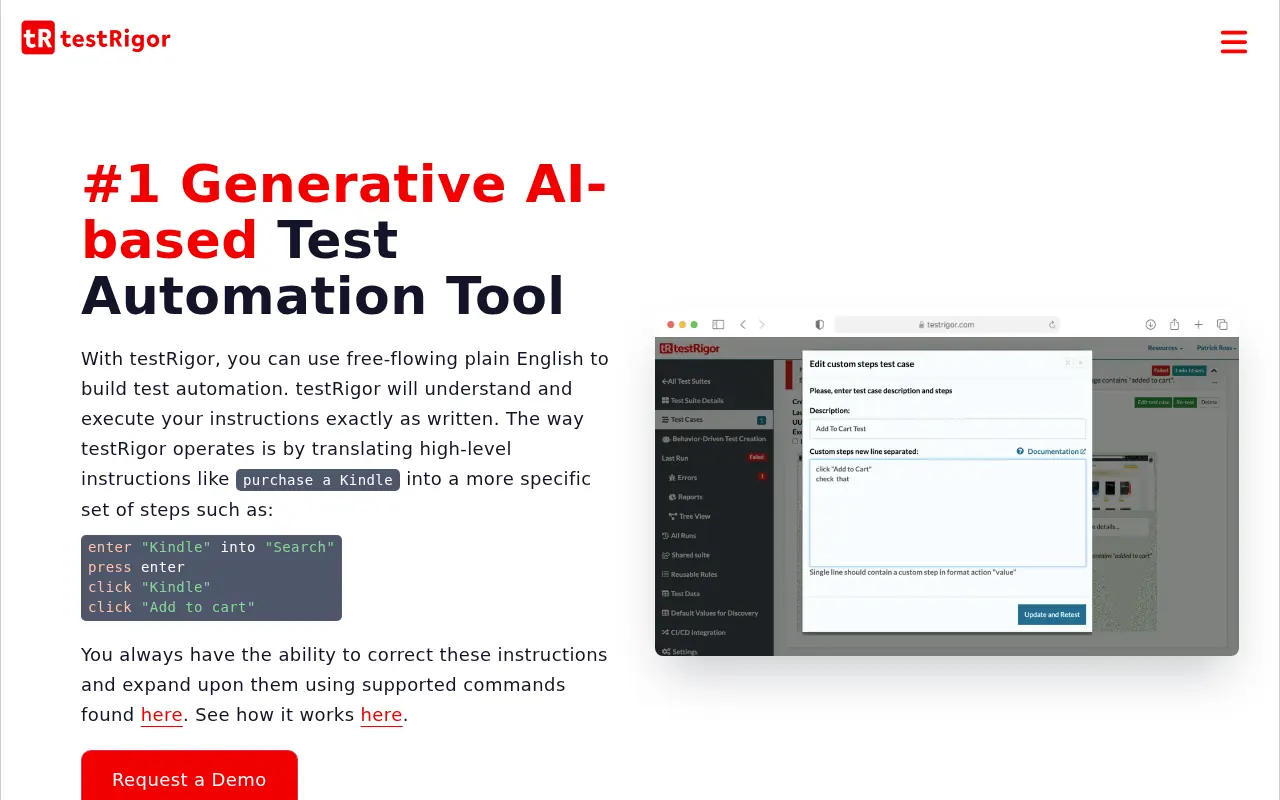 testRigor screenshot