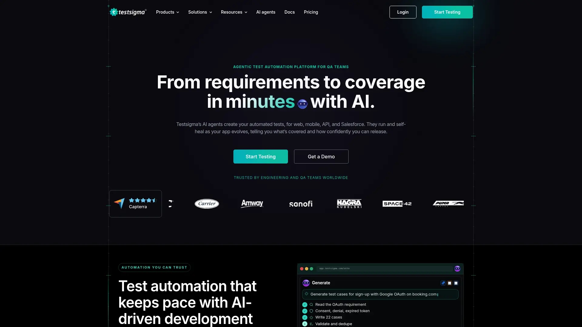 Testsigma screenshot