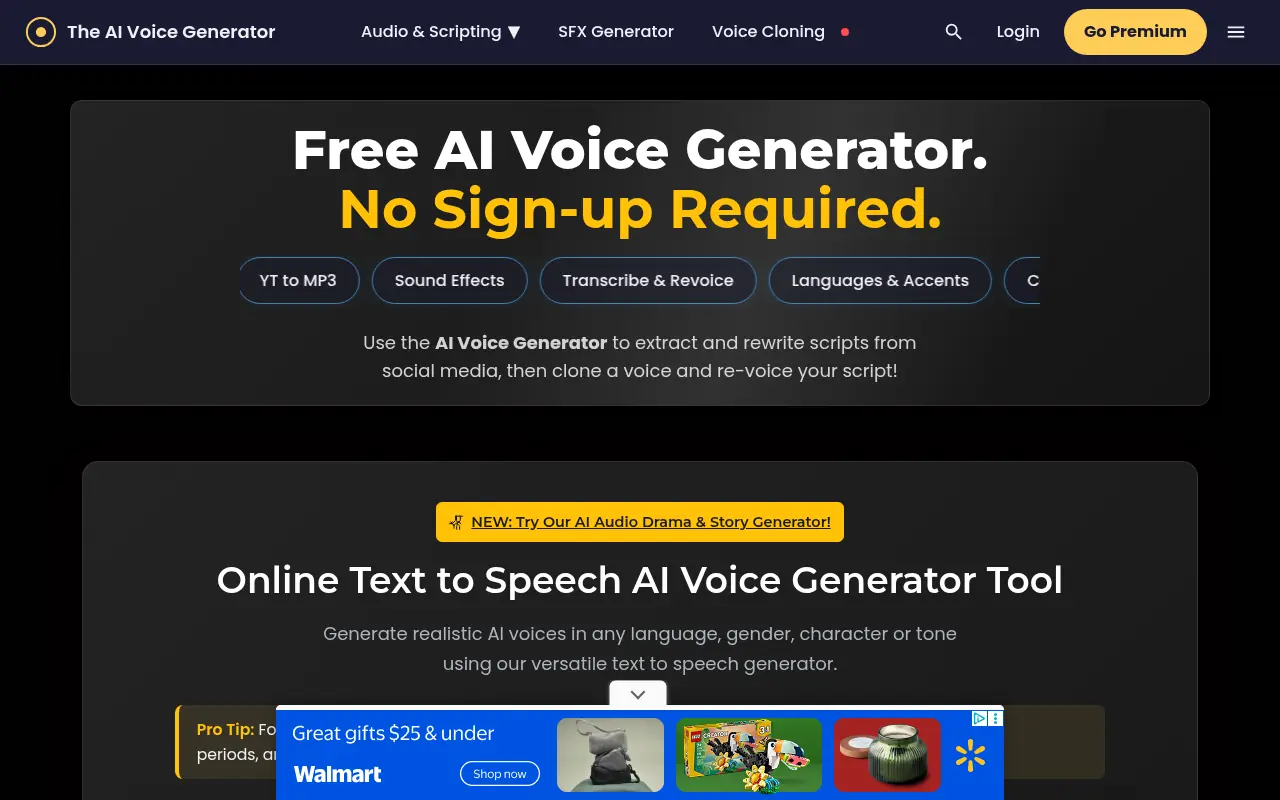The AI Voice Generator screenshot