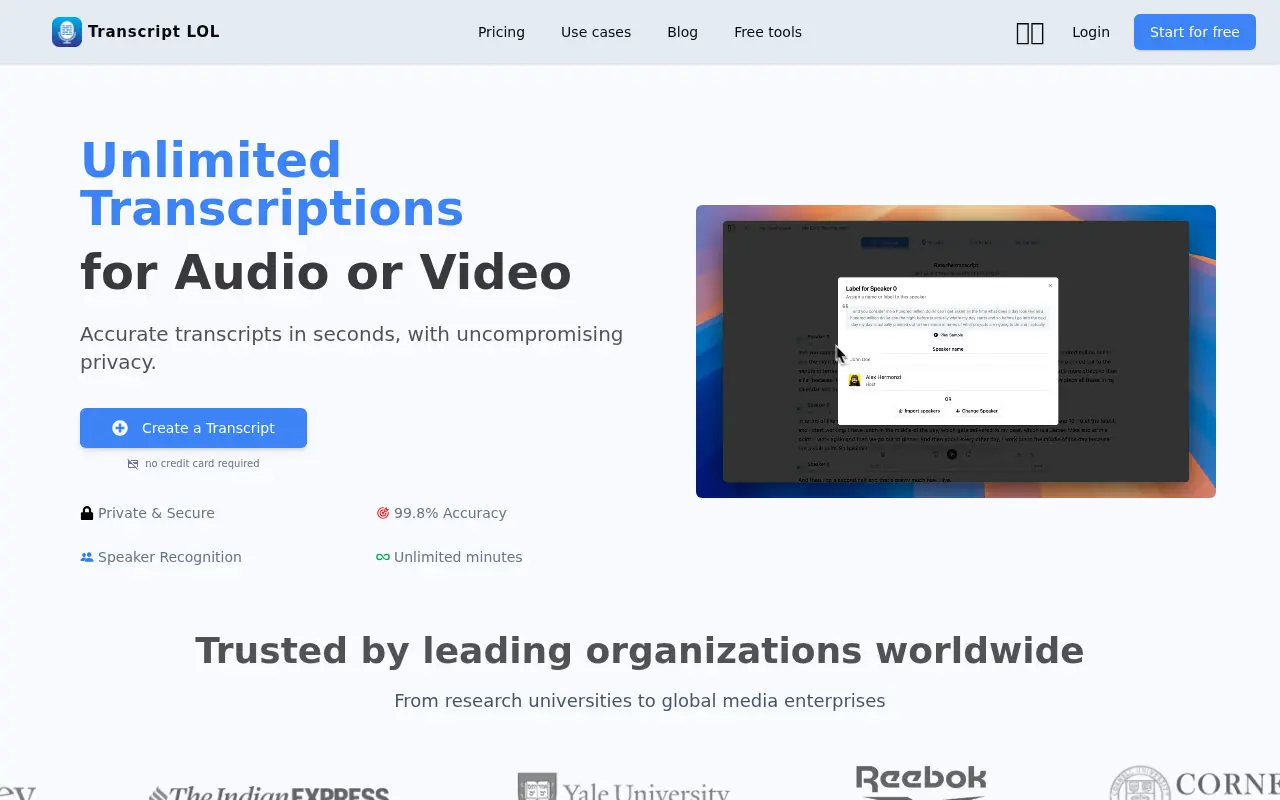 Transcript.lol screenshot