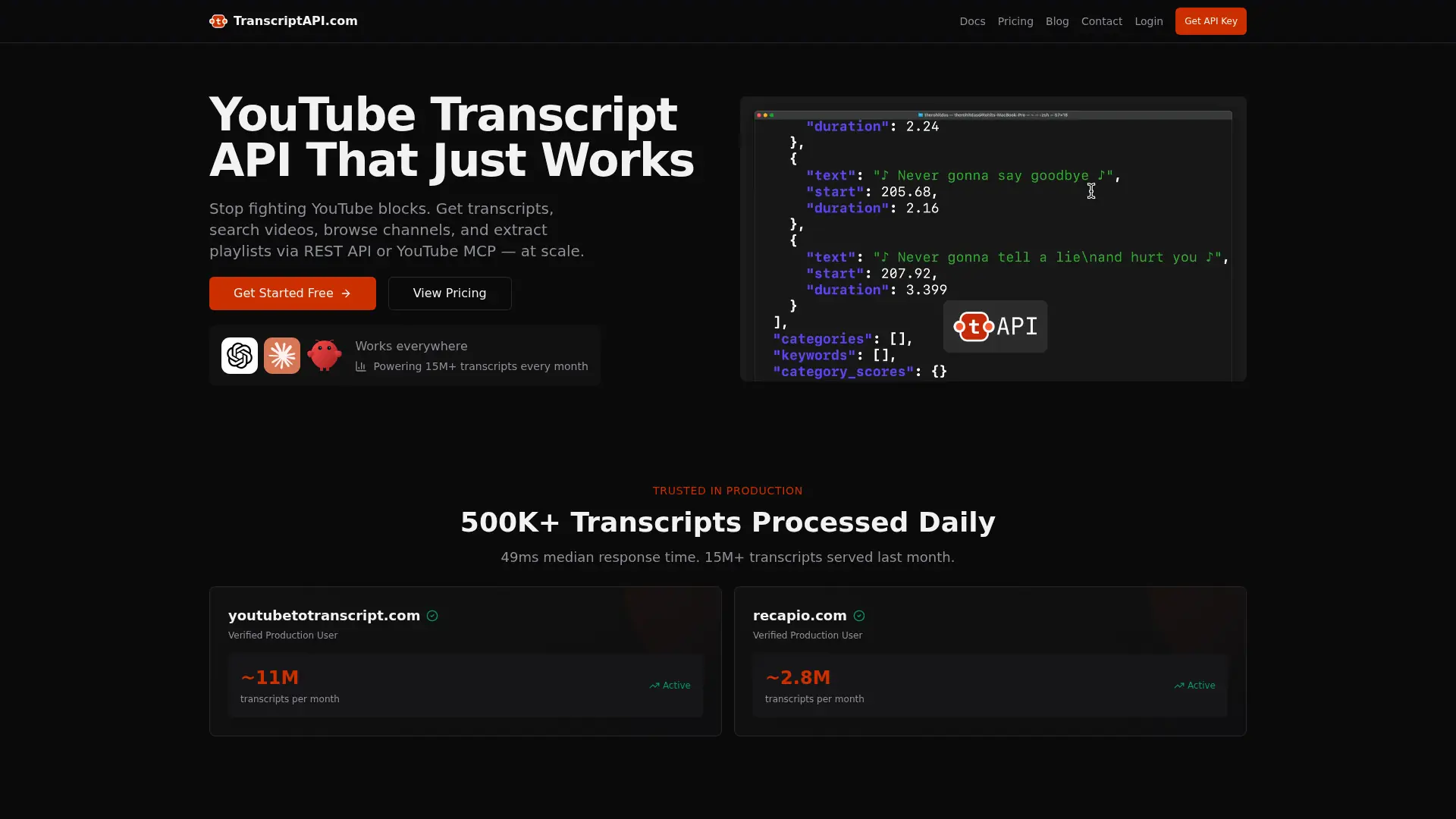 TranscriptAPI screenshot