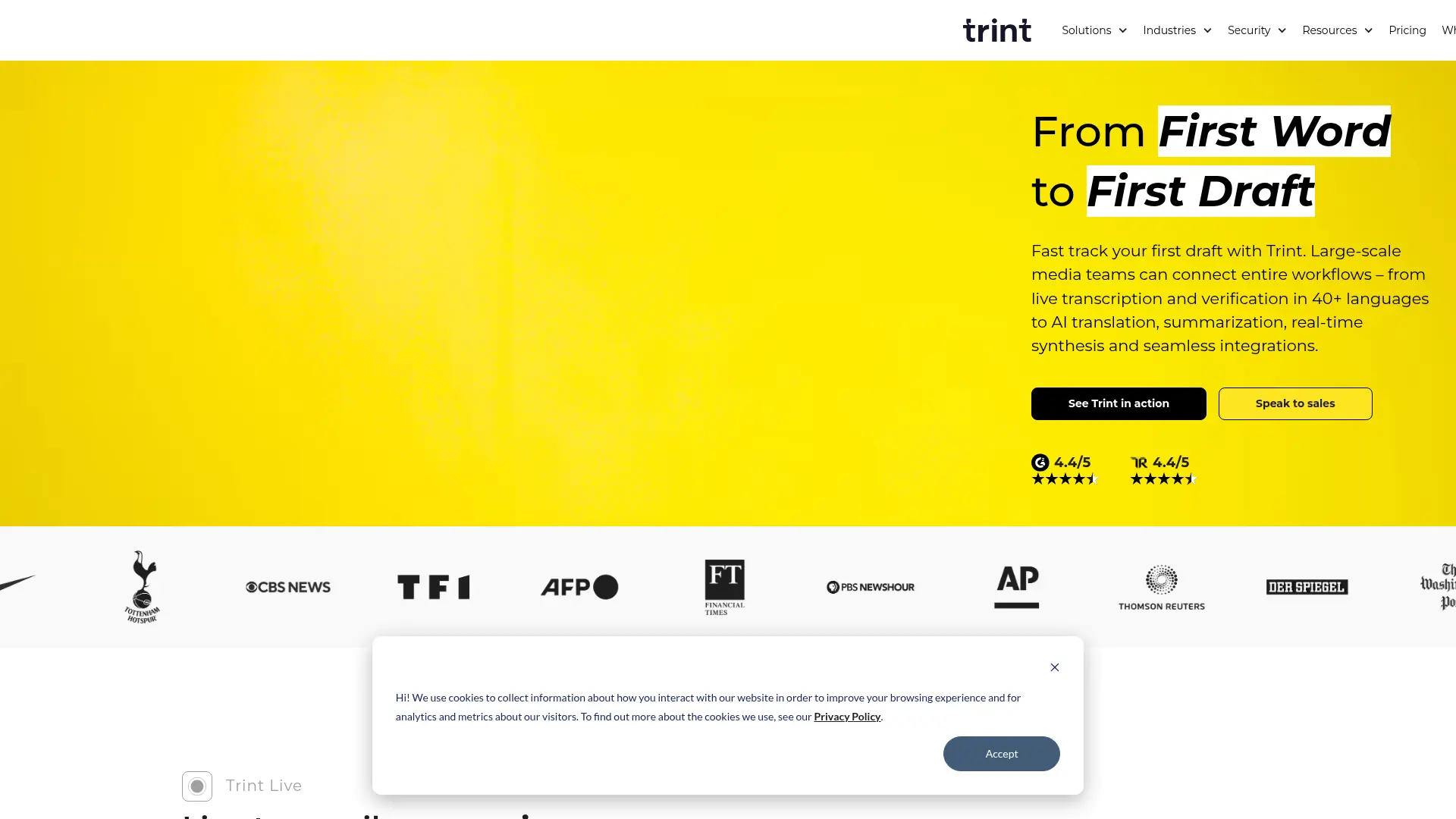 Trint screenshot
