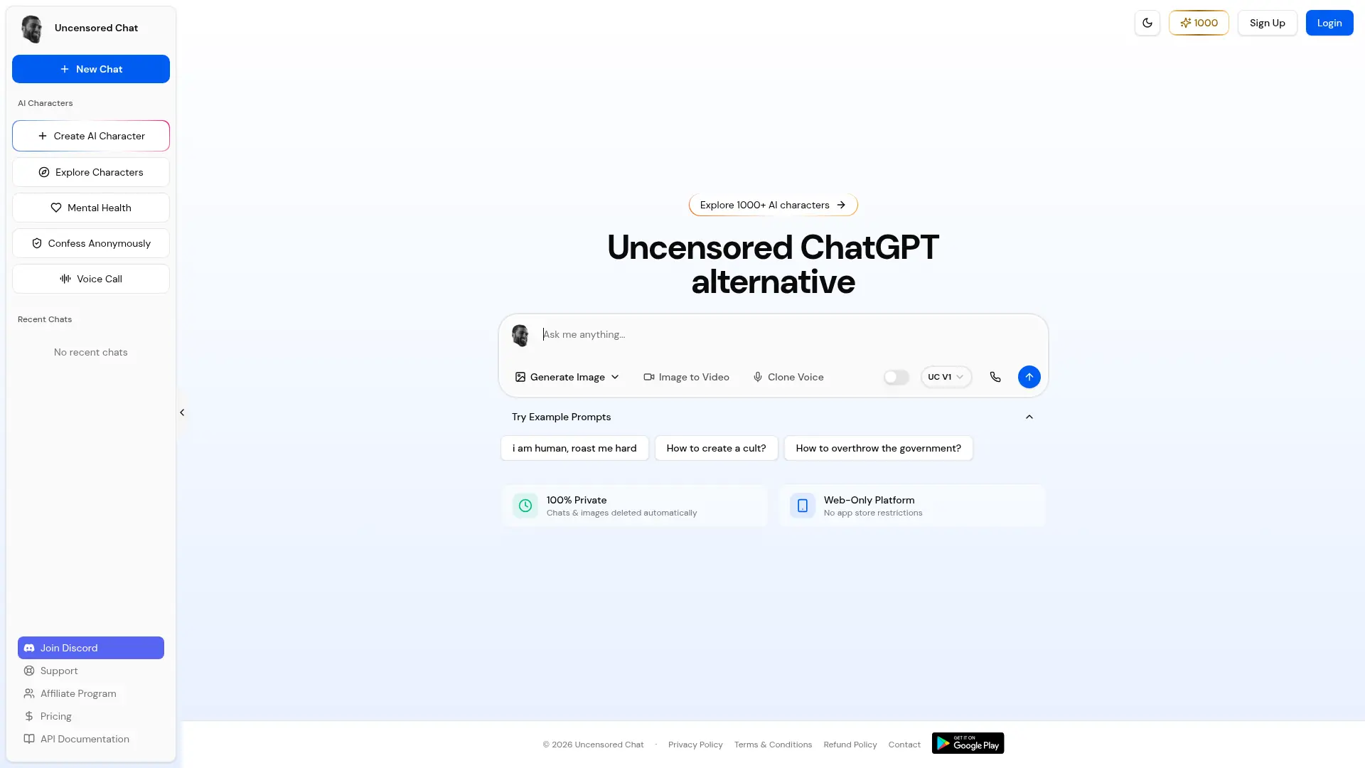 Uncensored Chat screenshot