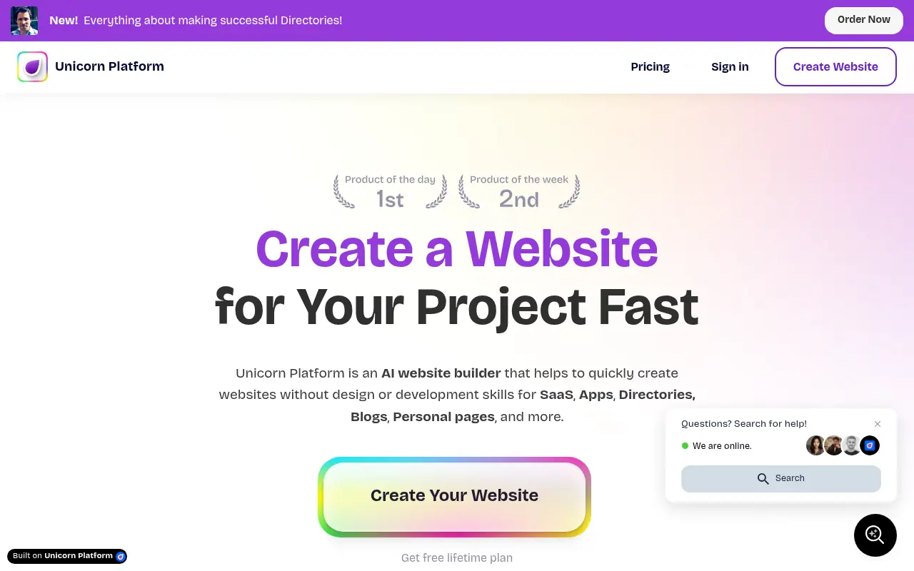 Unicorn Platform screenshot