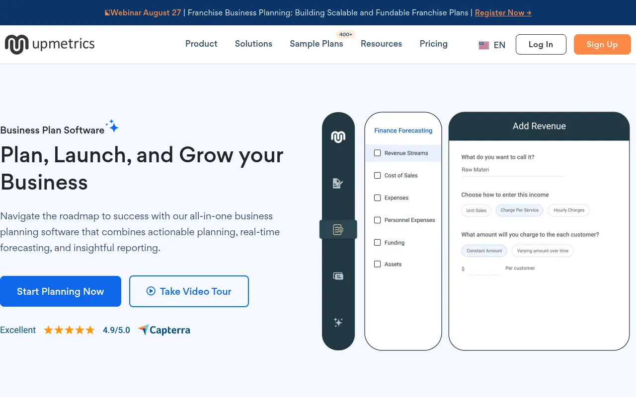 Upmetrics screenshot