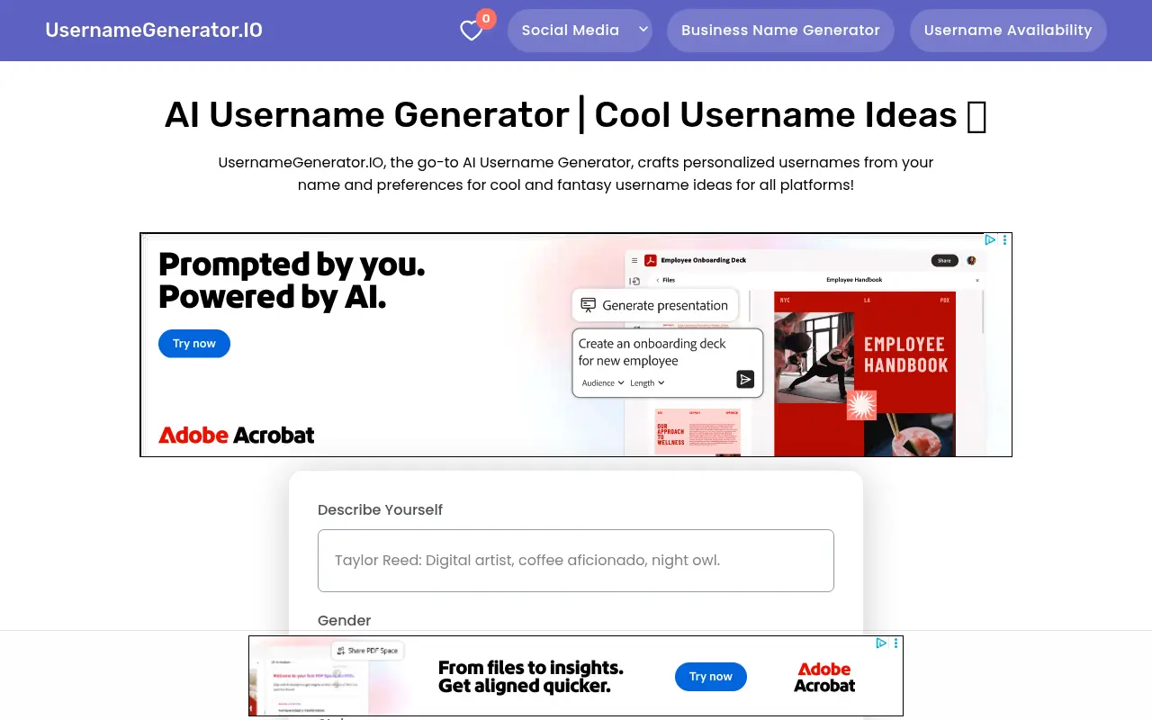 UsernameGenerator.IO screenshot