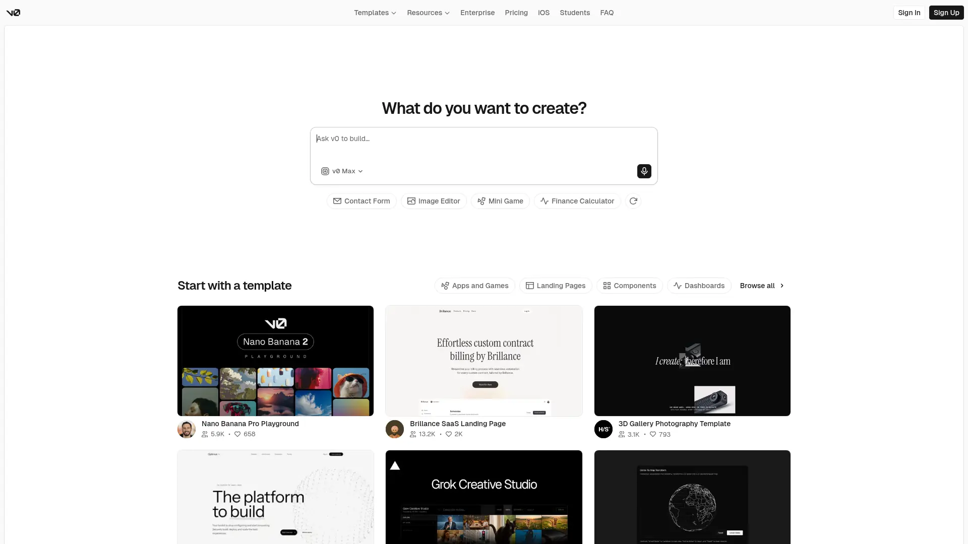 v0 by Vercel screenshot