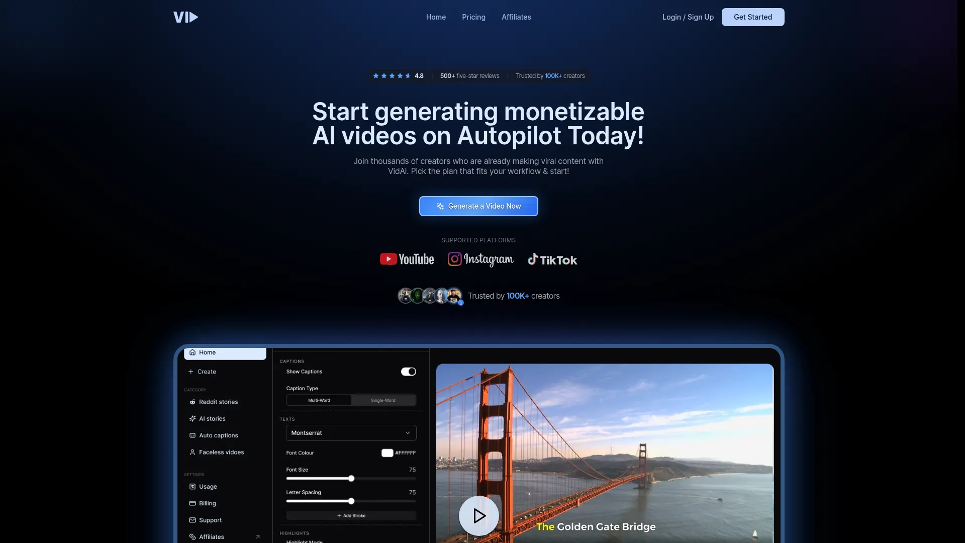 VidAI screenshot
