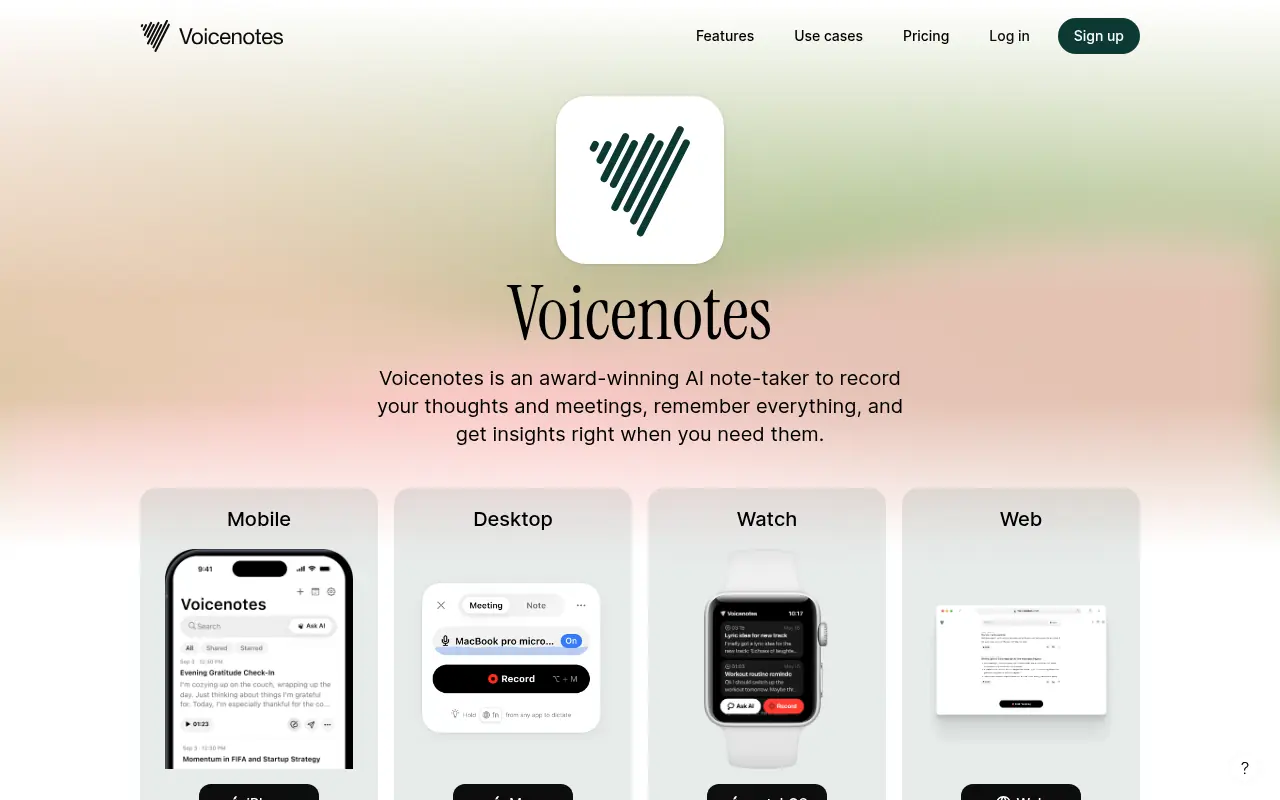VoiceNotes screenshot