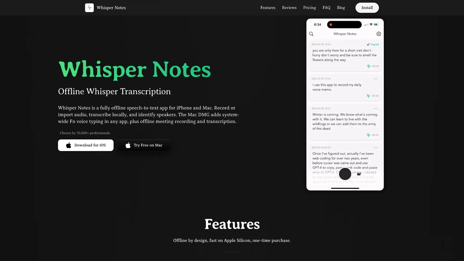 Whisper Notes screenshot