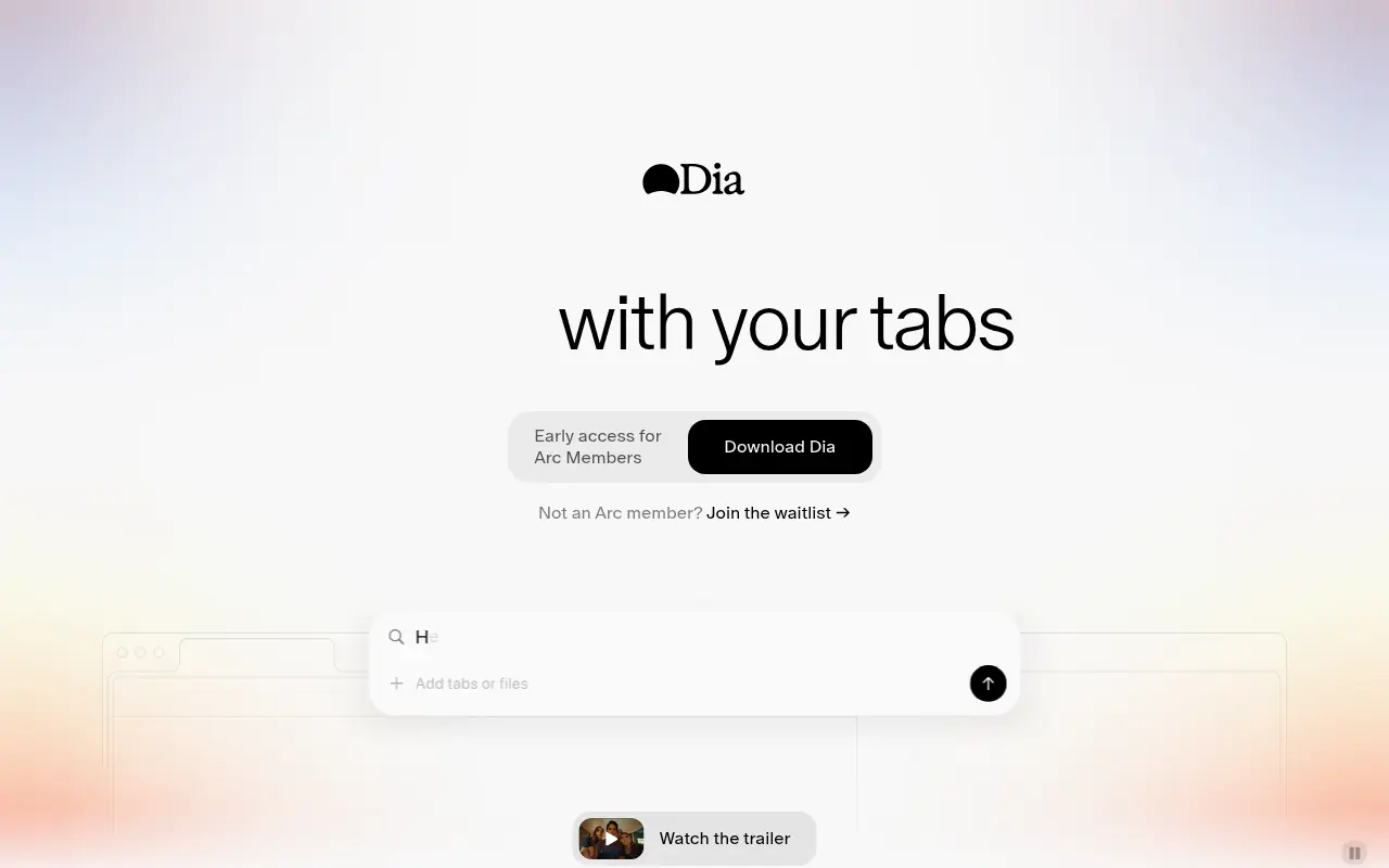 Dia Browser screenshot