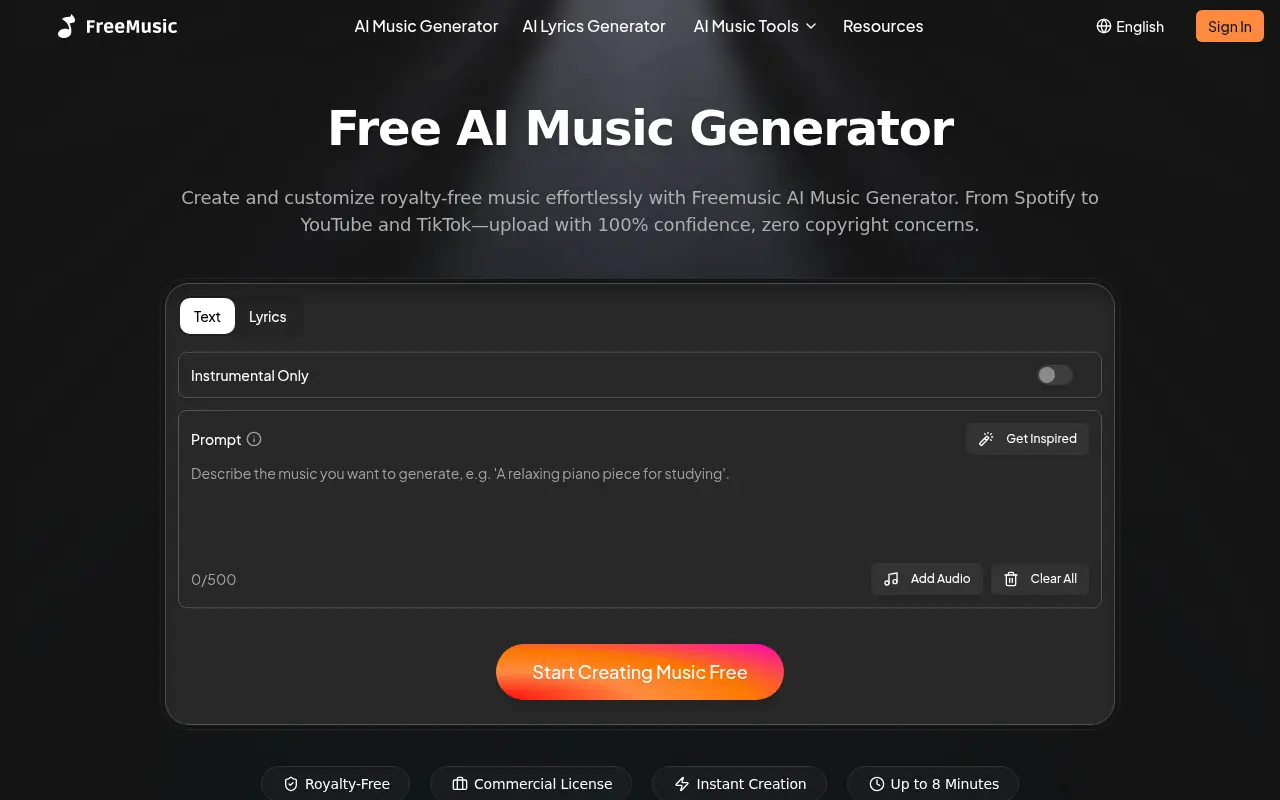 FreeMusic AI screenshot
